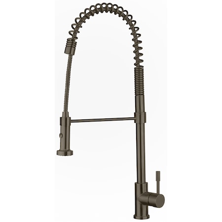 Whitehaus Sgl-Hole Faucet W/ Spray Head, Swvl Spout Support Bar And Lvr Hndl, SS WHS1634-SK-BSS